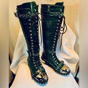 AZALEA WANG They Independent Flat Boot In Green